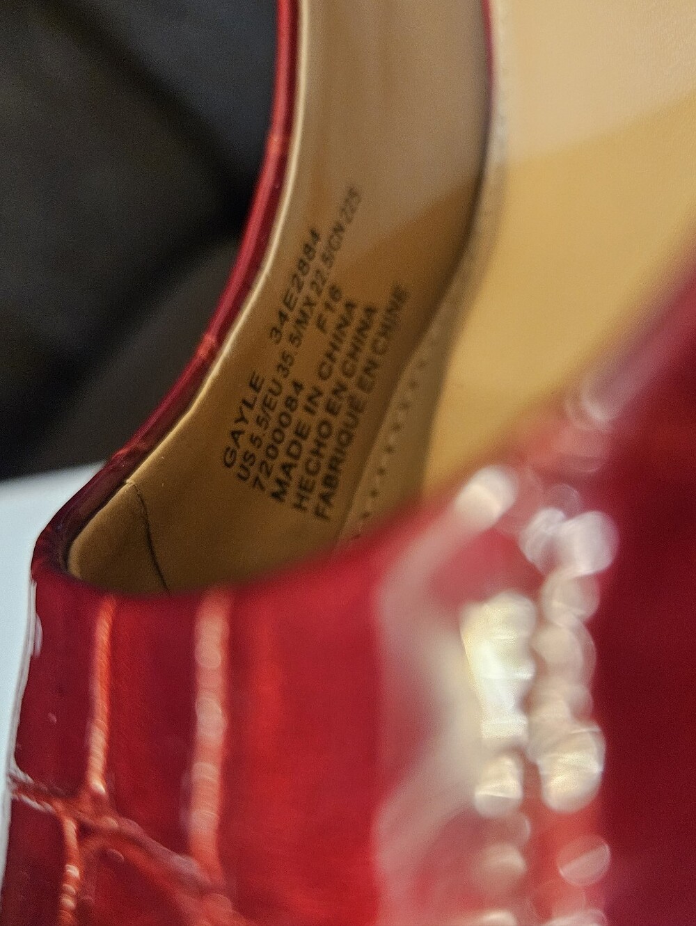 NIB Calvin Klein Gayle Patent Croc Print Cabernet Leather Pump Size 5.5M Red - Picture 7 of 7